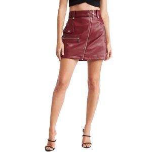 7 For All Mankind Faux Leather Moto Mini Skirt